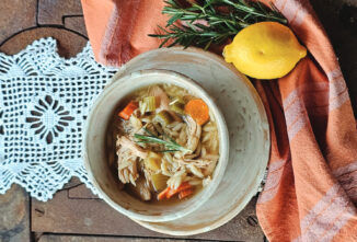 Rosemary, Lemon, & Chicken Orzo Soup in Slow Cooker